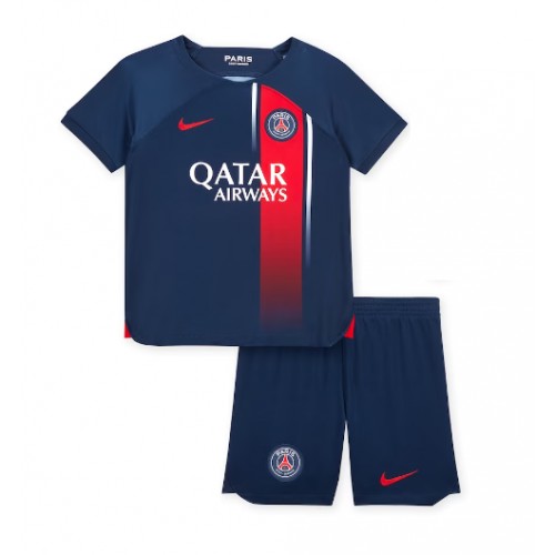 Echipament fotbal Paris Saint-Germain Tricou Acasa 2023-24 pentru copii maneca scurta (+ Pantaloni scurti)